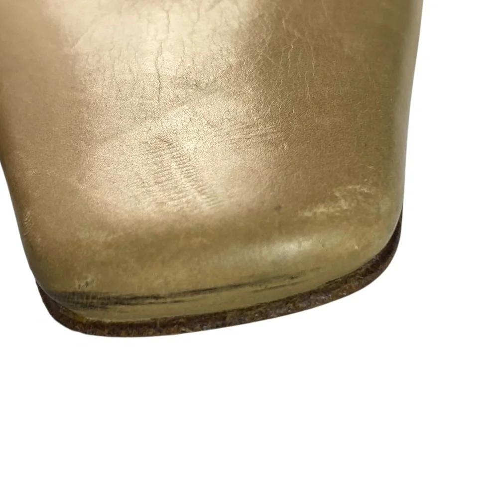 MAX MARA - Slingback Leather Sandals Block Heel Beige Size 38.5